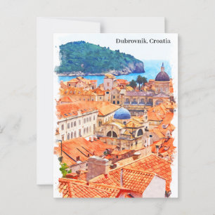 Dubrovnik Kroatiens vattenfärgsmålning Vykort