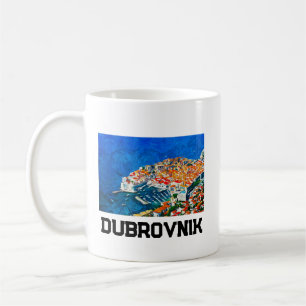 Dubrovnik Kroatiens vattenfärgsoljefärg Kaffemugg