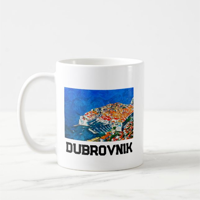 Dubrovnik Kroatiens vattenfärgsoljefärg Kaffemugg (Vänster)