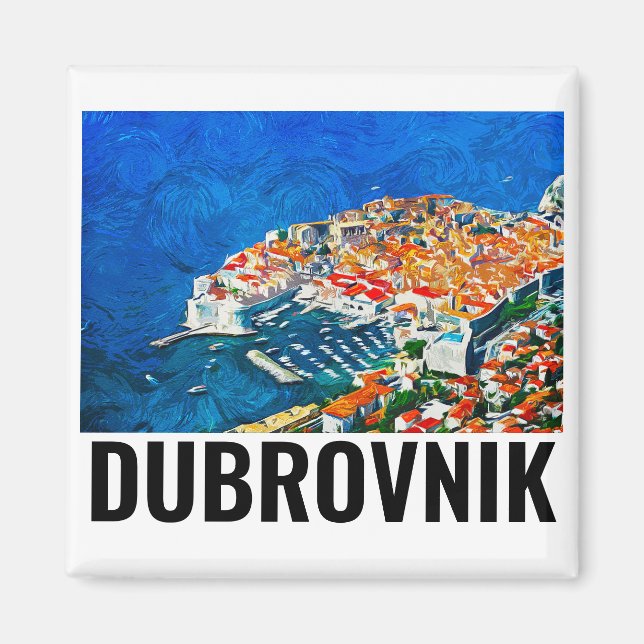 Dubrovnik Kroatiens vattenfärgsoljefärg Magnet (Framsidan)