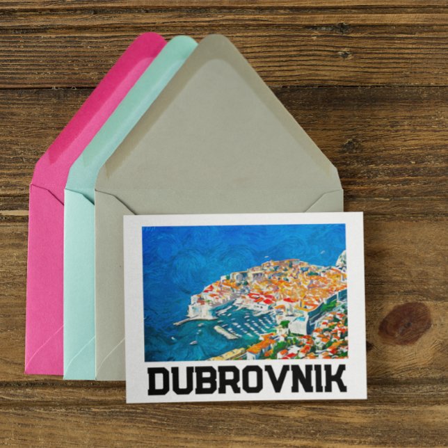 Dubrovnik Kroatiens vattenfärgsoljefärg Vykort (Croatia Dubrovnik City view postcard)