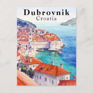 Dubrovnik Kroatiens Vintage Adriatic Sea Old Town Vykort
