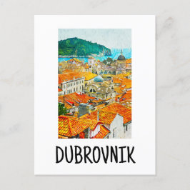 Dubrovnik Kroatiens vykort för vattenfärgsolja