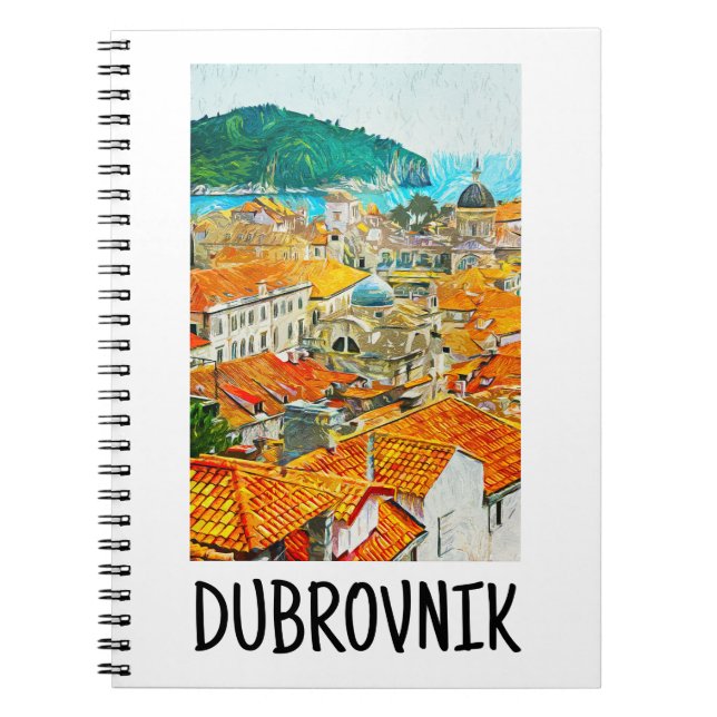 Dubrovnik Kroatiens vykort för vattenfärgsolja Anteckningsbok (Framsidan)