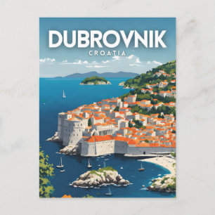Dubrovnik Nostalgic Retro Travel Art Vykort