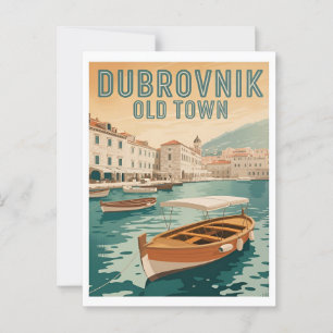 Dubrovnik Old Town Vintage affisch - Retro Waterfr Vykort
