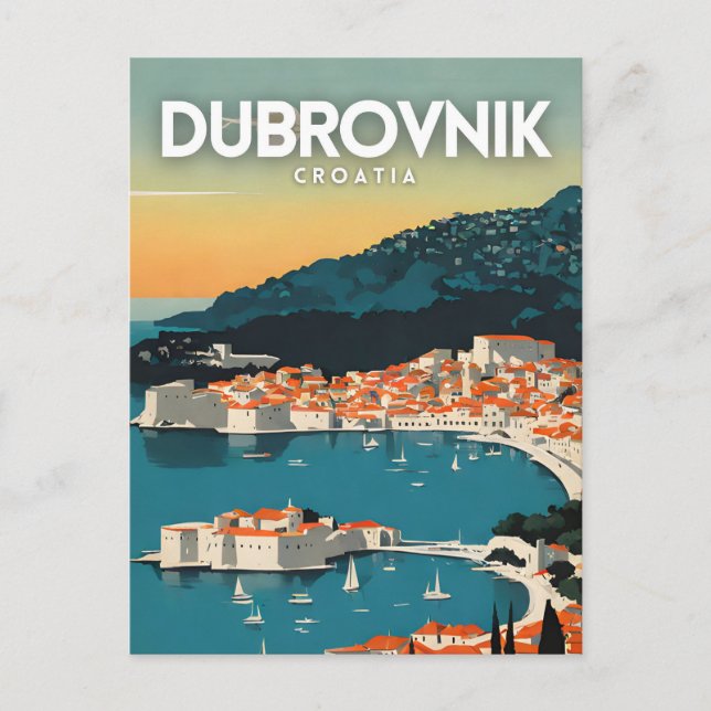 Dubrovnik Poster Nostalgic Travel Art i Kroatien Vykort (Framsida)