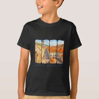 Dubrovnik Stadsmurar Kroatien Resa Penseldrag Så T Shirt