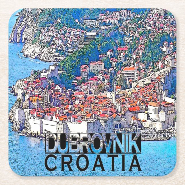 Dubrovnik Underlägg Papper Kvadrat (Framsidan)