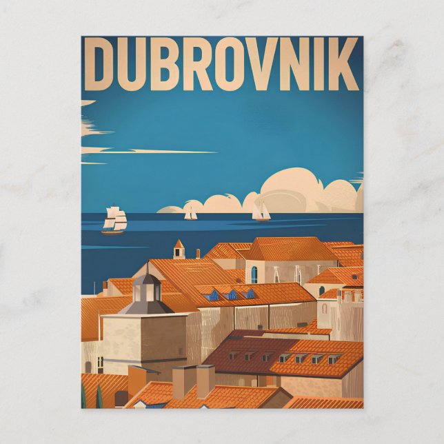 Dubrovnik vintage vykort (Framsida)