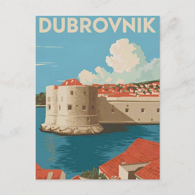 Dubrovnik vintage vykort (Framsida)
