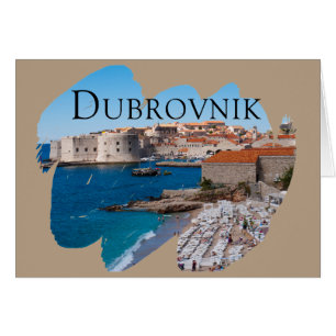 Dubrovnik: Vy över Beach och gammal stad Hälsningskort