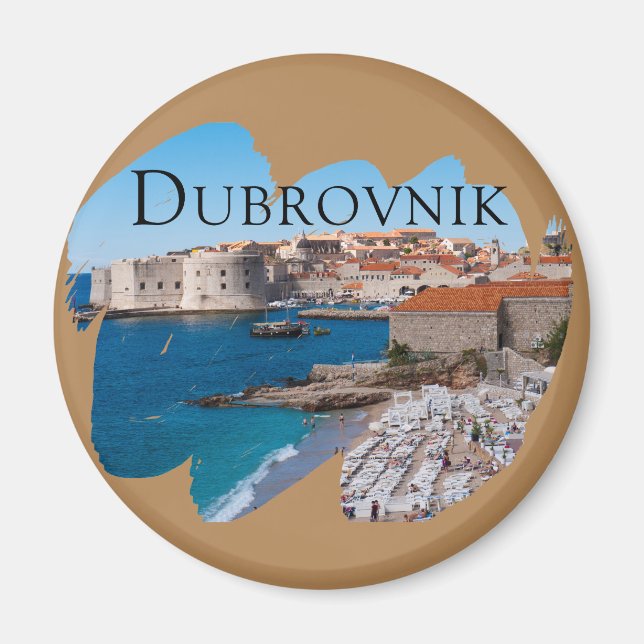 Dubrovnik: Vy över Beach och gammal stad Magnet (Framsidan)