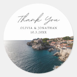 Dubrovnik Wedding Favor Photo Tack Runt Klistermärke