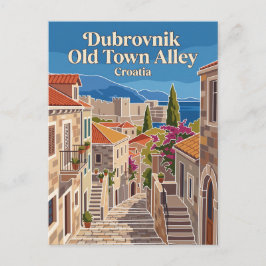 Dubrovniks gamla stad gränd Kroatien Vykort