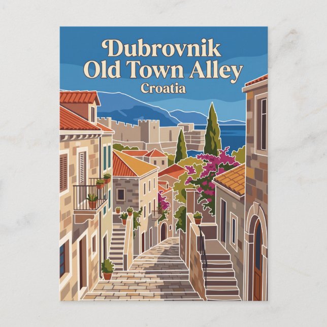 Dubrovniks gamla stad gränd Kroatien Vykort (Framsida)