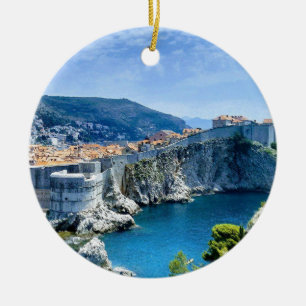 Dubrovniks gammala stad julgransprydnad keramik