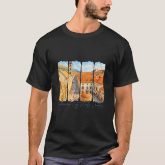 Dubrovniks stadsmurar Kroatien Resa Penseldrag Så T Shirt