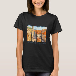 Dubrovniks stadsmurar Kroatien Resa Penseldrag Så T Shirt
