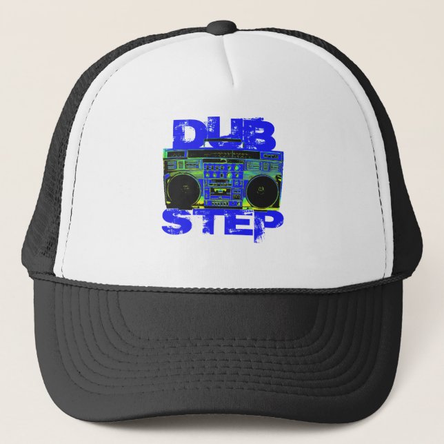 Dubstep Blå Boombox Truckerkeps (Framsida)