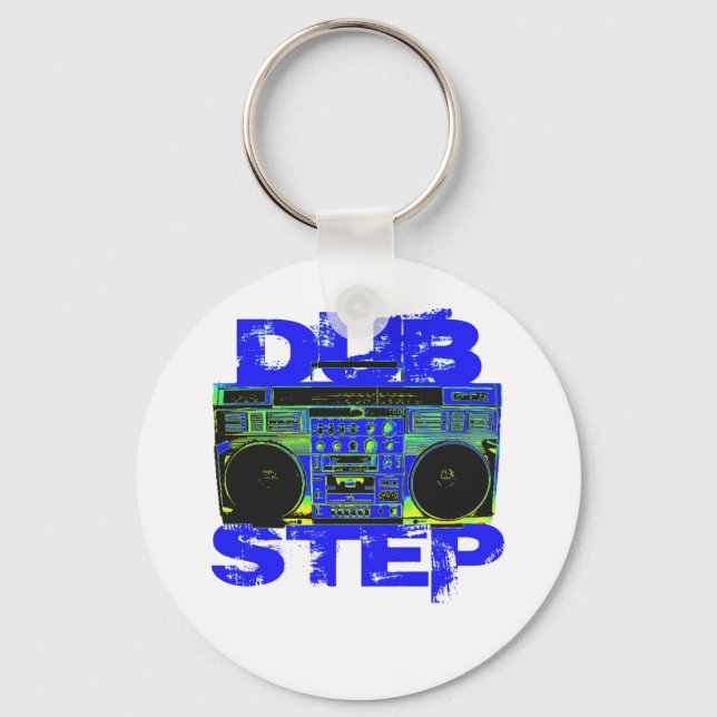 Dubstep Blue Boombox Nyckelring (Framsida)