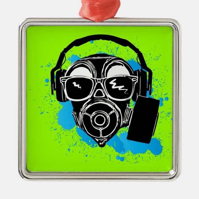 Dubstep Gasmask Julgransprydnad Metall (Framsidan)