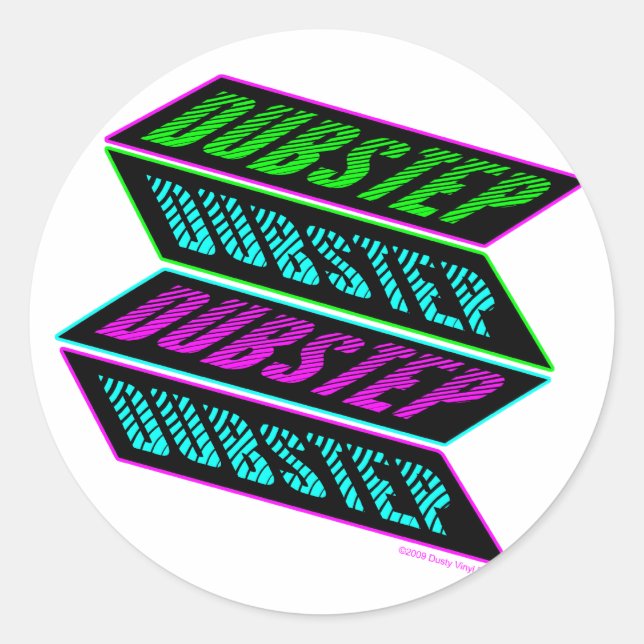 DUBSTEP Neon Runt Klistermärke (Framsida)