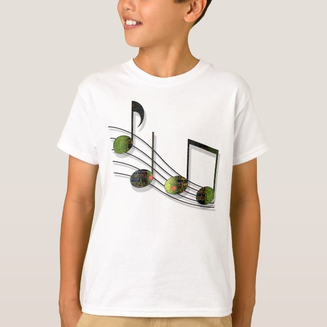 Dubstep Notes Kids och Baby Light Shirt Tee Shirt (Framsida)