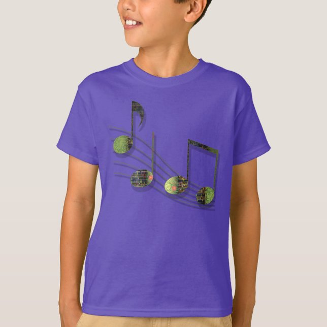 Dubstep Notes Kids och Baby Mörk Shirt Tee Shirt (Framsida)