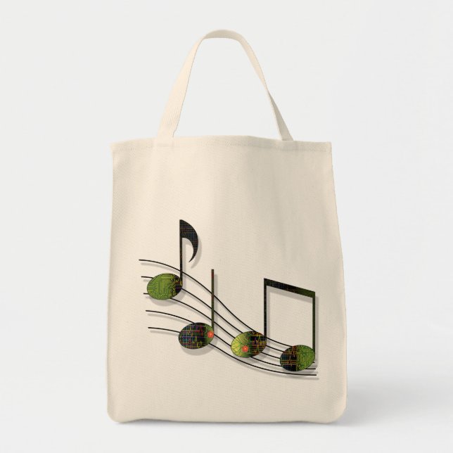 Dubstep Notes Tote Bag Tygkasse (Framsidan)