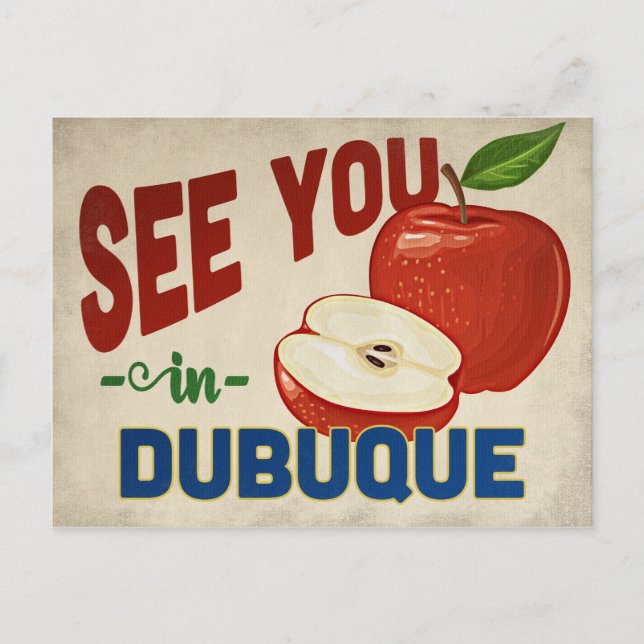 Dubuque Iowa Apple - Vintage resor Vykort (Framsida)