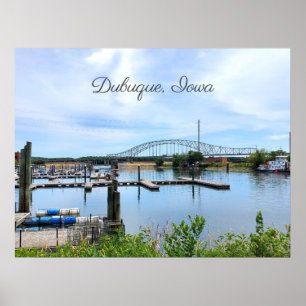 Dubuque, Iowa Bride över floden Mississippi Poster