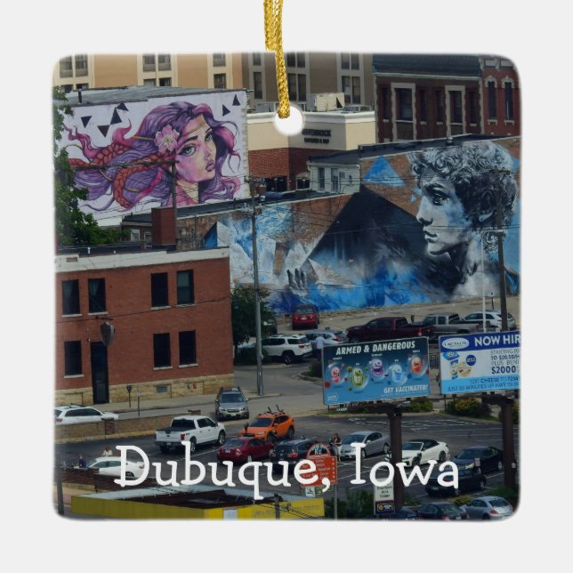 Dubuque, Iowa City View Graffiti Murals   Julgransprydnad Keramik (Framsida)