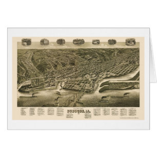 Dubuque Iowa panorama- karta - 1889 Hälsningskort