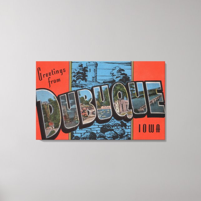 Dubuque, IowaLarge Brev ScenesDubuque, IA Canvastryck (Framsida)