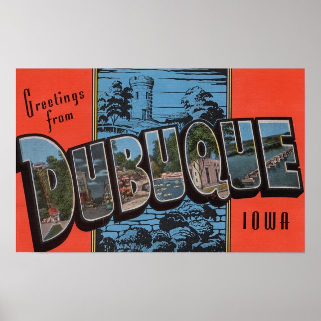 Dubuque, IowaLarge Brev ScenesDubuque, IA Poster (Framsidan)