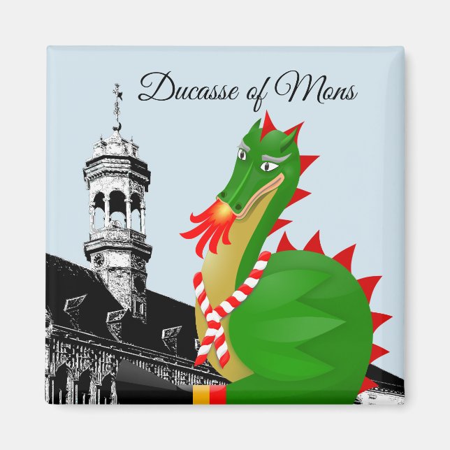 Ducasse i Mons - Doudou - souvenir från Belgien Magnet (Framsidan)