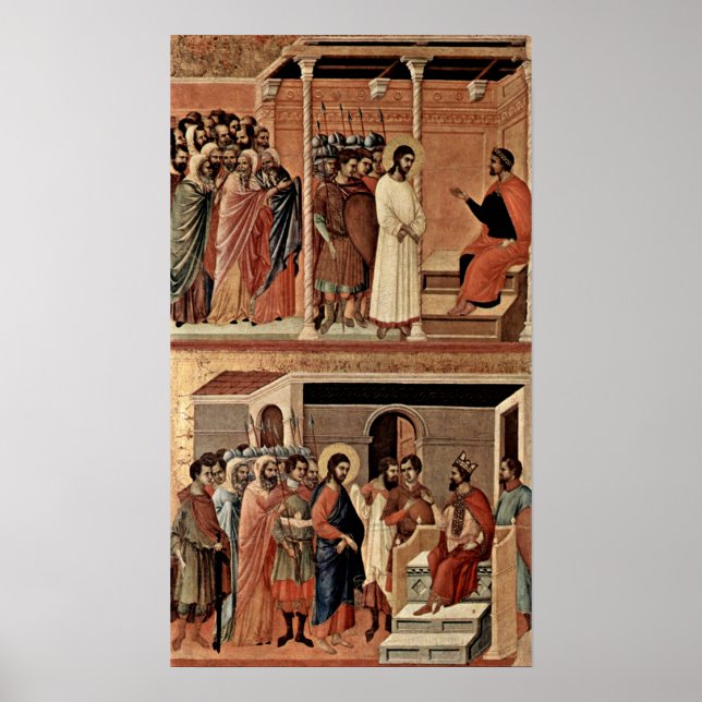 Duccio di Buoninsegna - Kristus före Pilatus Poster (Framsidan)
