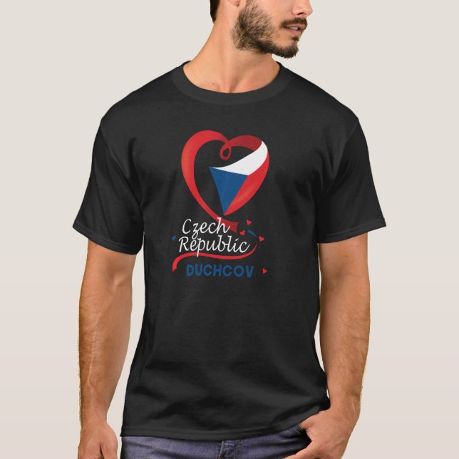 Duchcov Czech Republic Heart Flagga Lejon Jacka av T Shirt (Framsida)