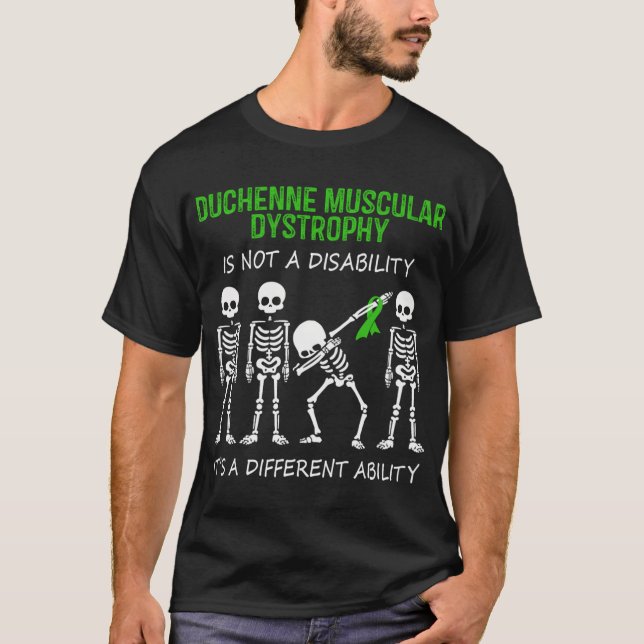 Duchenne Muscular Dystrophy Dabbing Skeleton Ribbo T Shirt (Framsida)