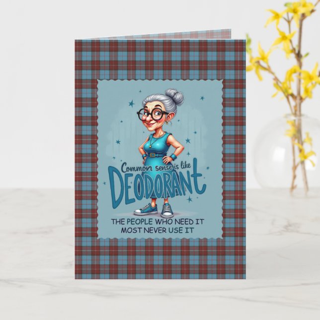 Duchess of Kent Scottish Tartan Humorous Birthday Kort (Gul blomma)