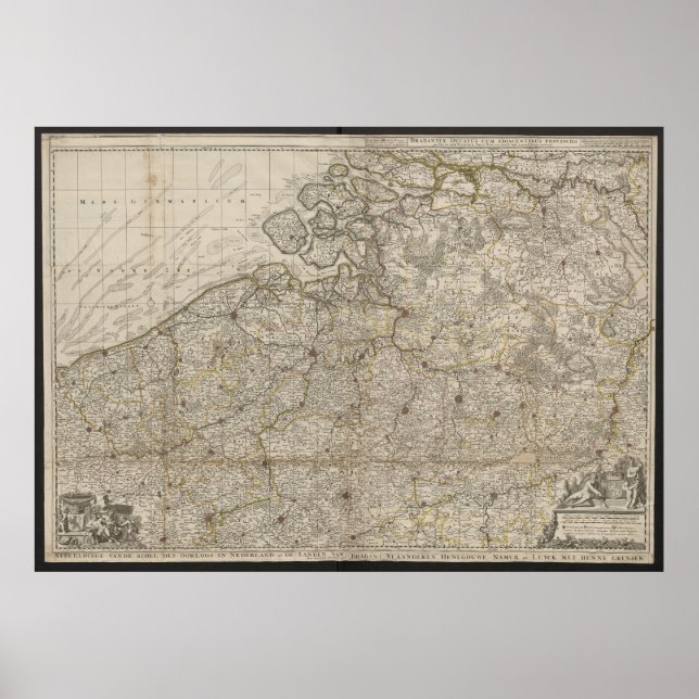 Duchy of Brabant with Adjacent Provinces Map, 1712 Poster (Framsidan)