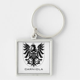 Duchy of Carniola Monochrome Heraldic Art  Fyrkantig Silverfärgad Nyckelring