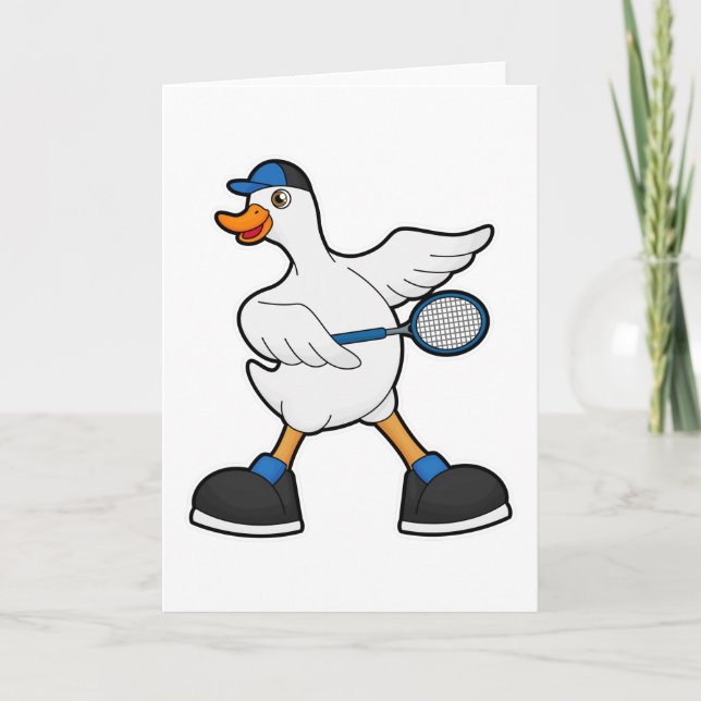 Duck at Tennis with Tennis racket & Cap Kort (Framsida)