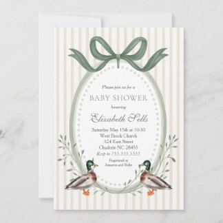 Duck Baby Shower Invitation, Mallard baby shower Inbjudningar