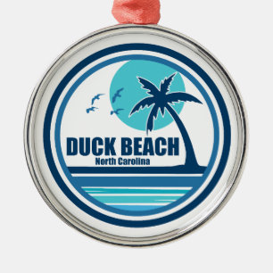 Duck Beach North Carolina Palmträd Fåglar Julgransprydnad Metall