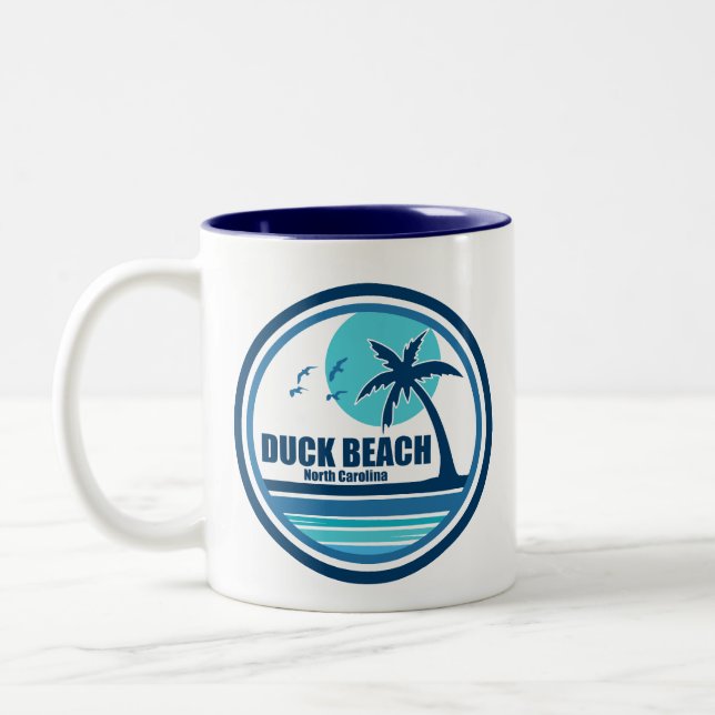 Duck Beach North Carolina Palmträd Fåglar Två-Tonad Mugg (Vänster)
