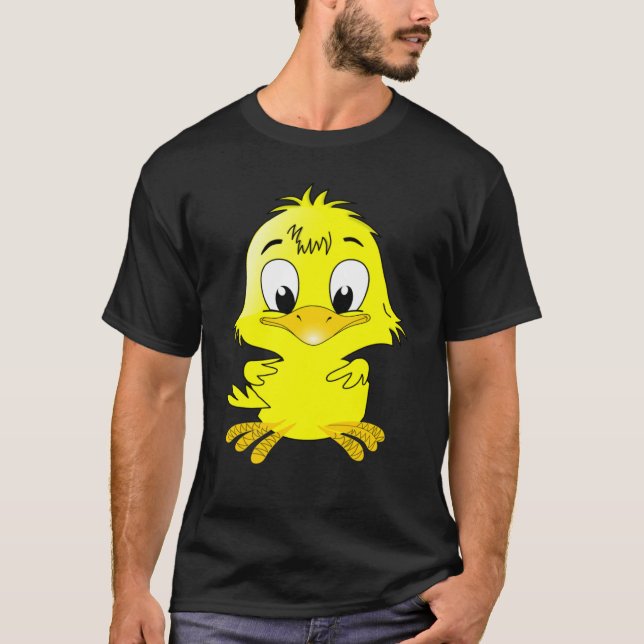 DUCK CHICK EASTER ANIMAL BABY CUTE FLUFFY YELLOW T SHIRT (Framsida)
