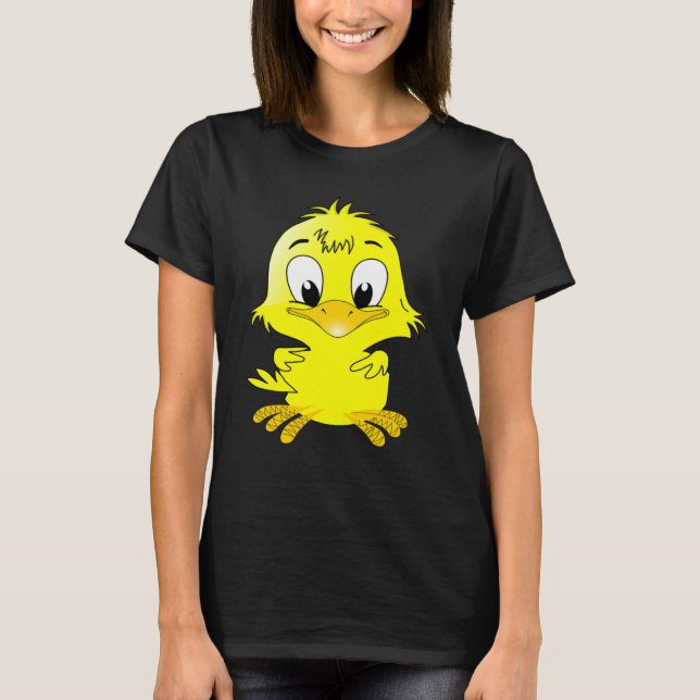 DUCK CHICK EASTER ANIMAL BABY CUTE FLUFFY YELLOW T SHIRT (Framsida)