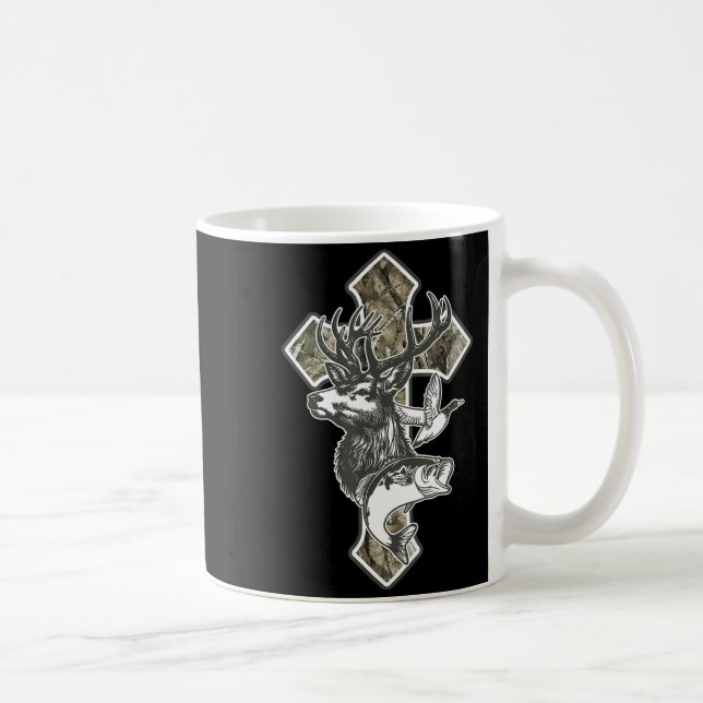 Duck Deer Dove Camo Cross Christian Hello Hunting  Kaffemugg (Höger)